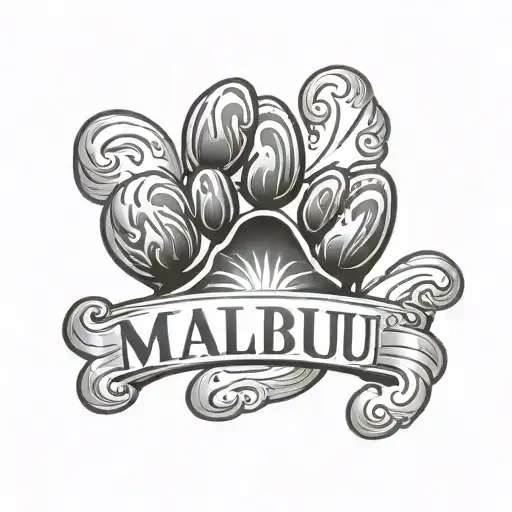 Dog Paw With The Name Malibu Underneath