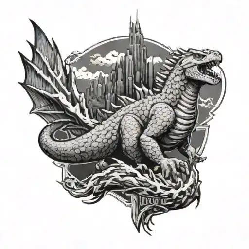 Godzilla And Hogwarts Castle