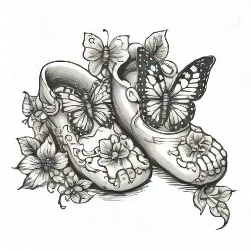 Baby Foot And Butterfly On The Babys Toe