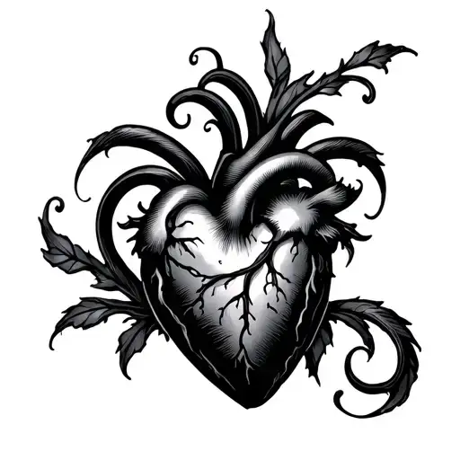 Traditional Black Heart With Letters On Top