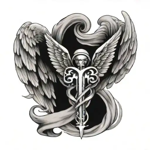 Angel Wings Holding Ems Symbol Intertwined