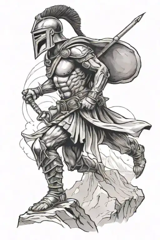 Spartan Soldier Climbing Mountain