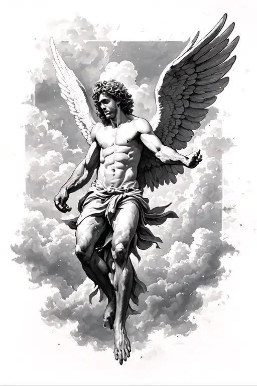 Realism Icarus Falling From Sky With Wings