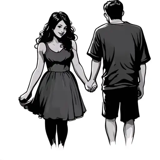 Dad Mom Daughter Holding Hands