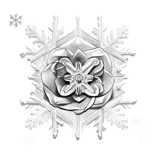 Red Rose With Snowflake