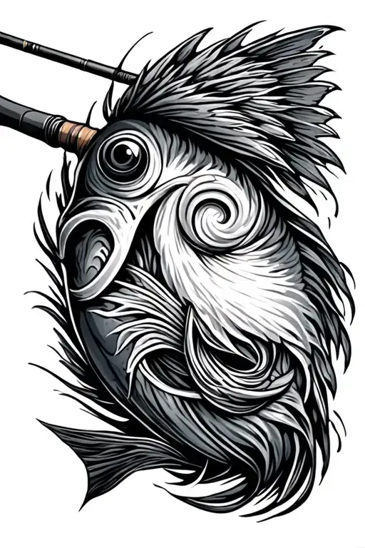 Fishing Pole With P Carved