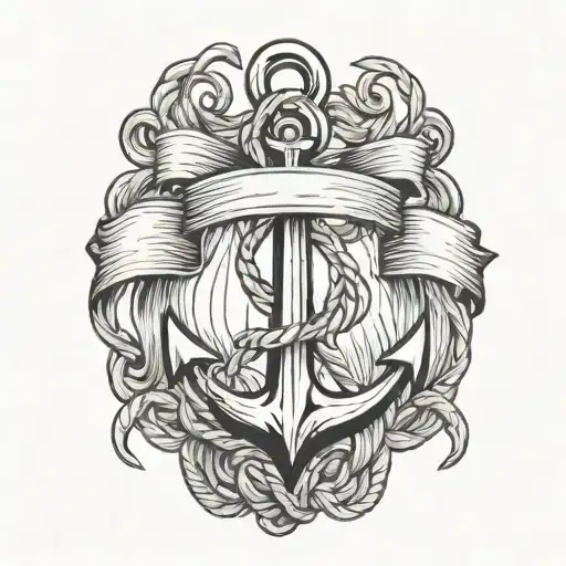 Ship Anchor Entwined With Ribbon Wrapped