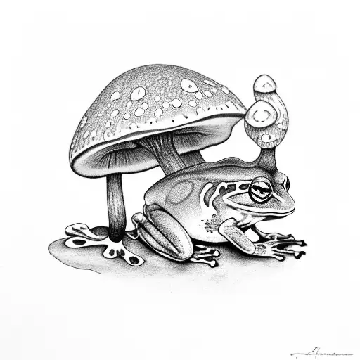 Frog With Mushroom Forest On Its Back