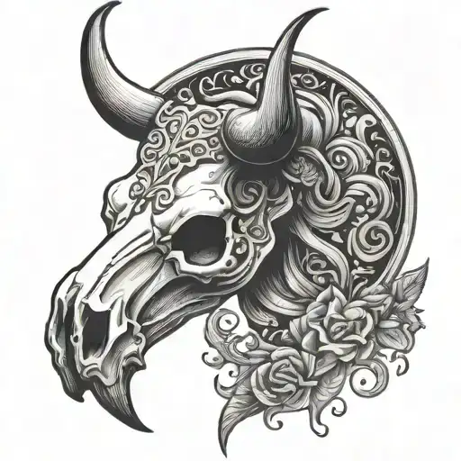 Bull Skull Moon Horns