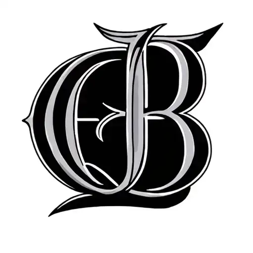 Letters G And B Interlocked Initials With A Simple Background