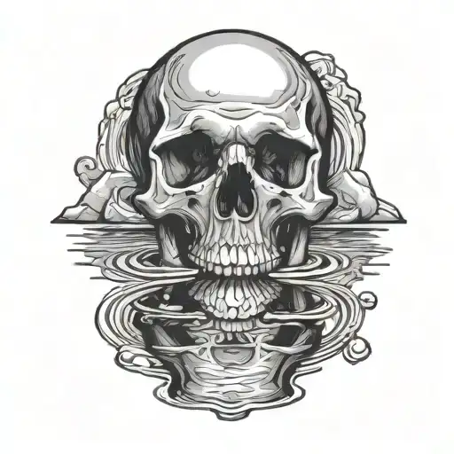 Reflection Of A Skull In Water