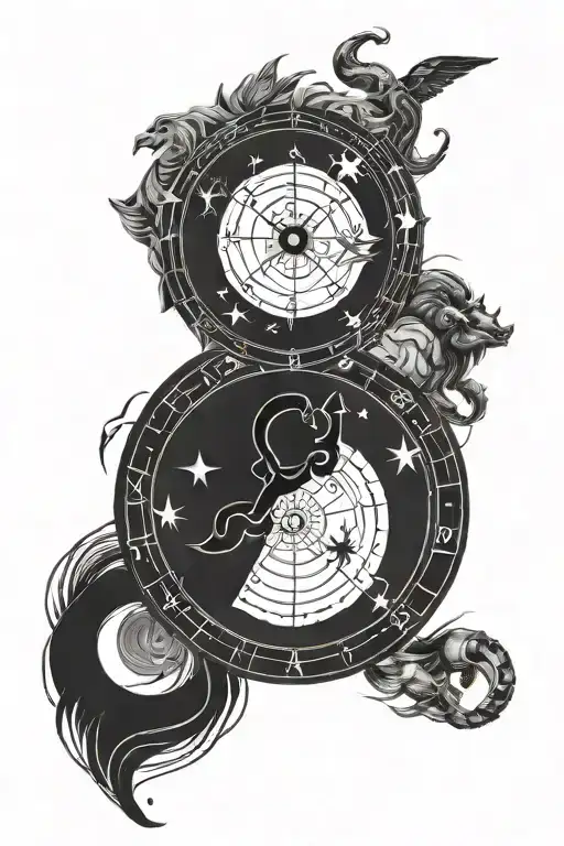 A Minimalist And Modern Interpretation Of The Zodiac Symbols Arranged In A Circular Pattern