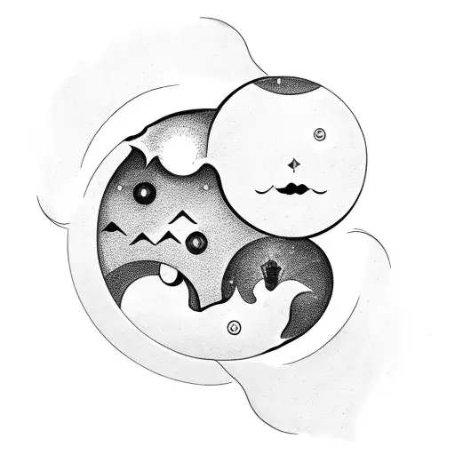 Sun And Moon With Hands