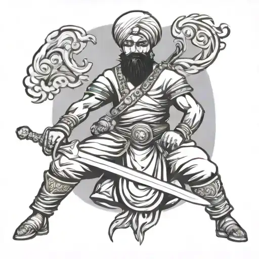 A Sikh Warrior Wielding A Sword