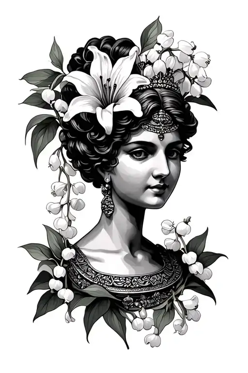 A Chess Queen Surrounded By An Lilly Of The Valley Flower