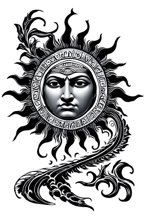 Polynesian Sea Sun With Roman Writing