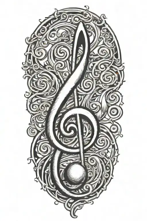 A Tattoo Design Of A Treble Clef With A G Key Incorporated Into The Design