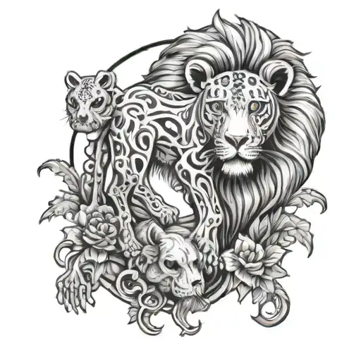 Little Orange Lion And Skeleton