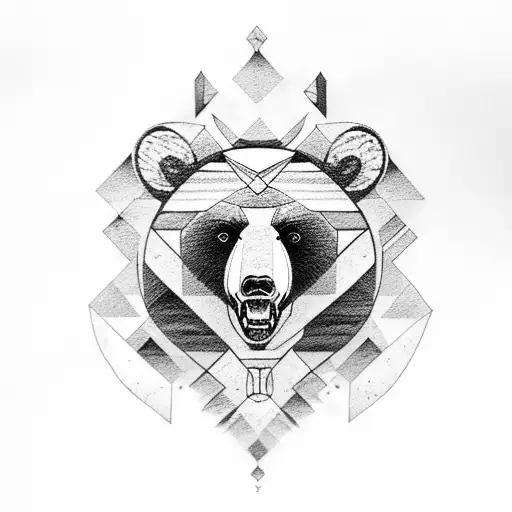 Bear With Trees And Nordic Markings