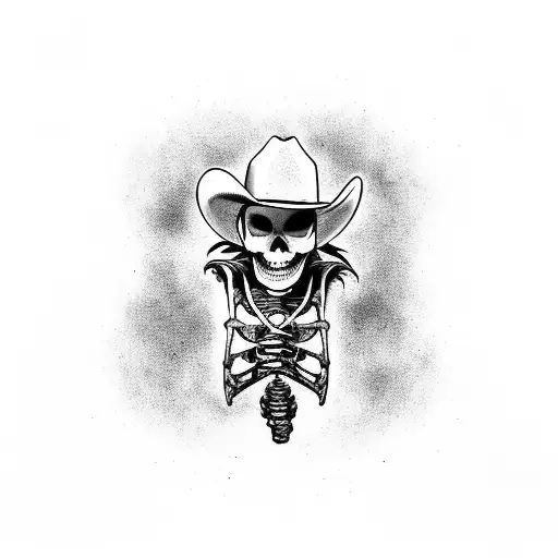 Skeleton Cowboy Holding 3 Aces
