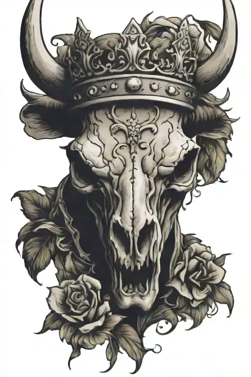Bull Skull Wearing A Crown