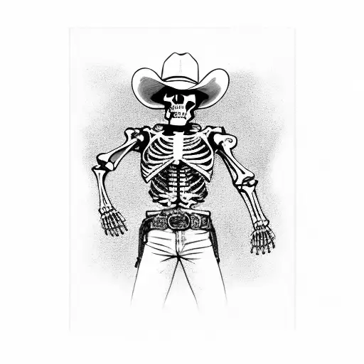 Skeleton Cowboy Holding 3 Ace Cards
