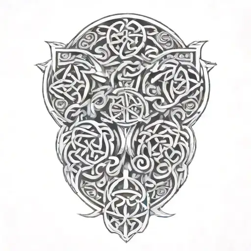 Battle Scene With Celtic Symbols Intertwined