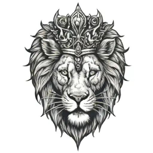 Lion Face With A Crown Of Thorns Wrapped Around His Head