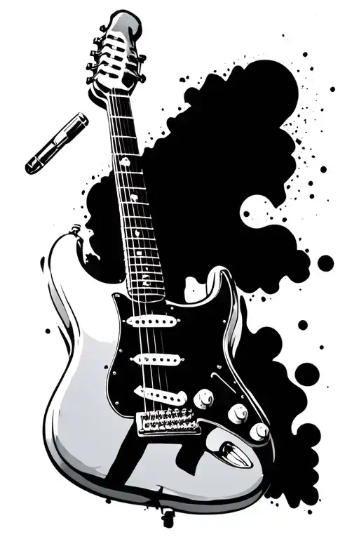 Vintage Mic And Stratocaster Guitar