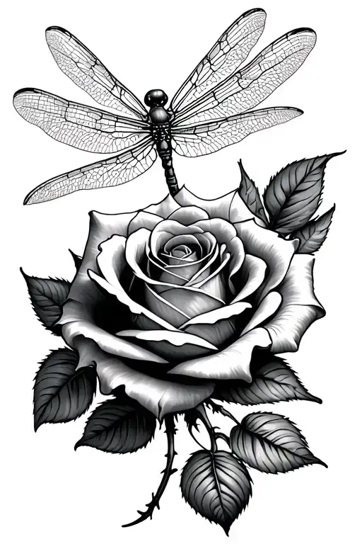Rose With Dragonfly