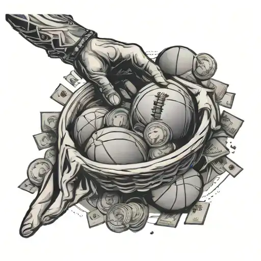 A Cashier Handling Money With Basketballs As Coins