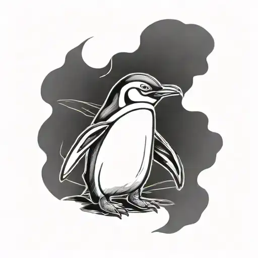 Happy Penguin Outlined Simple