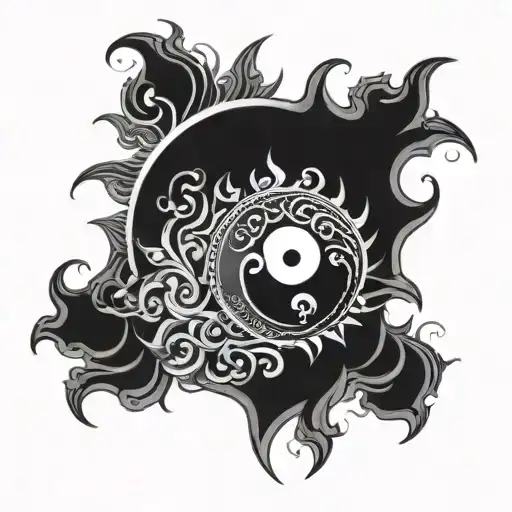 Sun With Yin Yang Symbol Intertwined