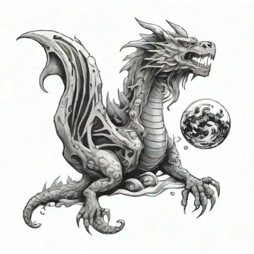 Space Theme With Cosmic Dust Clouds And Dragon Wrapped