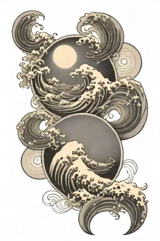 Japanese Waves With Moon Phase