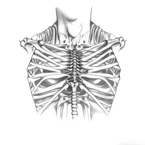 Skeleton With Barbwire Rib Cage Holding Two Blades