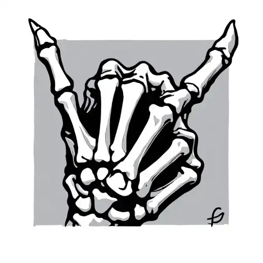 Skeleton Hand With Middle Finger And Pinky Finger Up