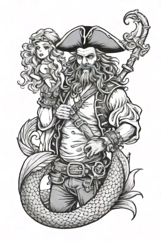 Pirate Holding A Mermaid