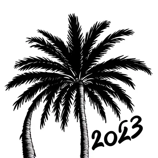 A Simple Palm Tree With 2023 Incorporated Into The Trunk Of The Tree