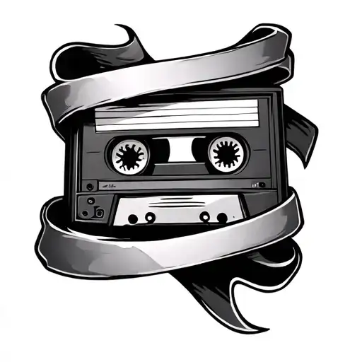 A Forearm Tattoo Of A Music Cassette Wrapped Around The Arm