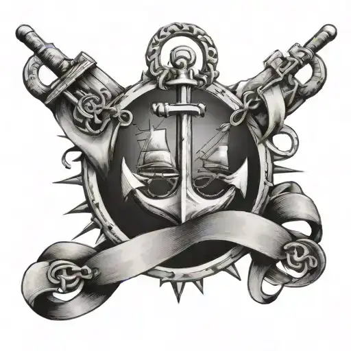 Ship Anchor Entwined With Ribbon Wrapped