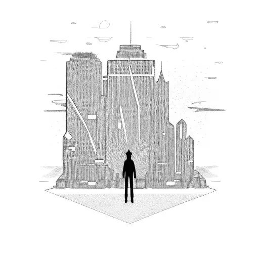 Downtown Night City From Cyberpunk With A Shadow Figure Meeting A Guy In Front Of A Blacked Out Car