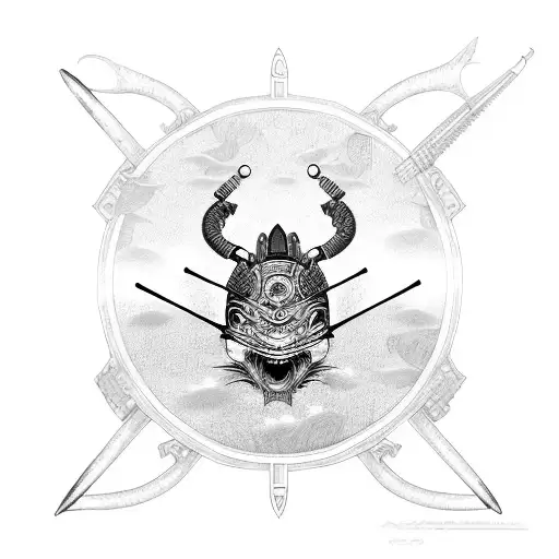 Armor Samurai With Fish Koi