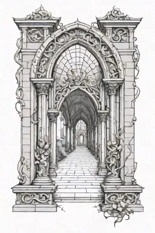 Gothic Arch Tattoo Sketch