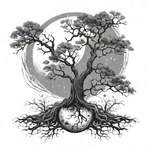 Tree Forms Moon Merging Together