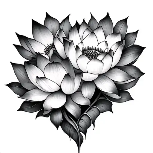 Three Lotus Flowers In Shape Of A Heart