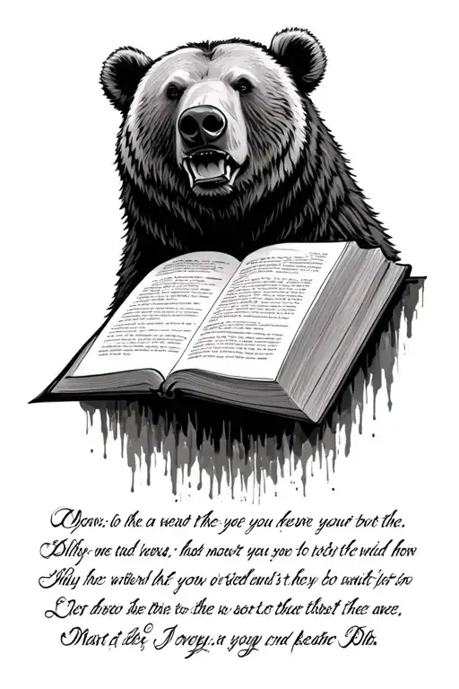 Grizzly Bear Head With A Bible Verse Written