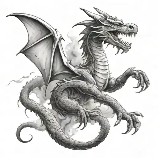 Space Theme With Cosmic Dust Clouds And Long Dragon Wrapped