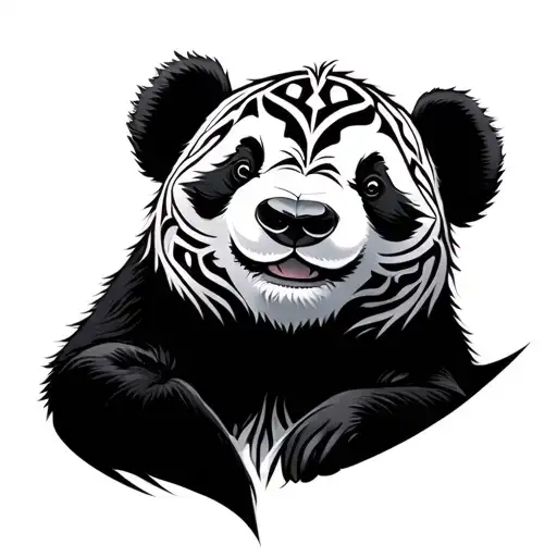 Strong Panda With Diagonal Tribal Lines For Men