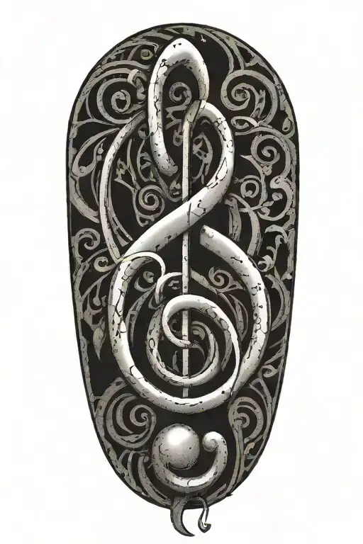 A Tattoo Design Of A Treble Clef With A G Key Incorporated Into The Design
